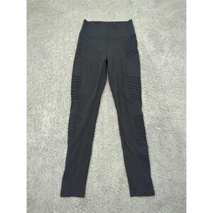Athleta Pants Womens XS Black Mid Rise Pull On Delancy Moto Tight Ankle‎ Zipper